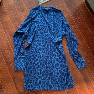 Blue and black leopard sweater dress